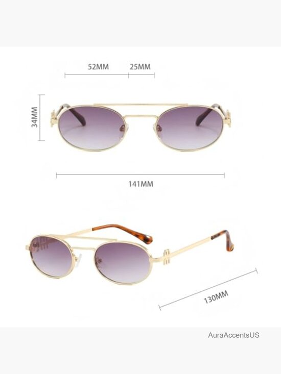 Vintage Retro Oval Sunglasses Y2K Trendy Metal Frame UV Protection Driving